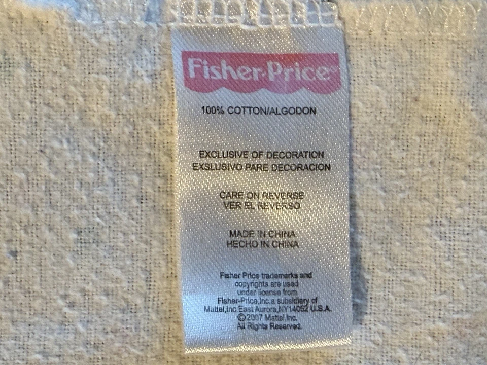 Vintage 2007 Fisher Price Baby Receiving Blanket Multicolored Hearts 100% Cotton - Image 4 of 4