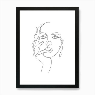 One Line Drawing Of A Woman.Scandin Framed Wall Art Poster Canvas Print Picture