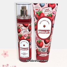 Bath  Body Works STRAWBERRY POUND CAKE Body Mist  Body Cream set of 2 