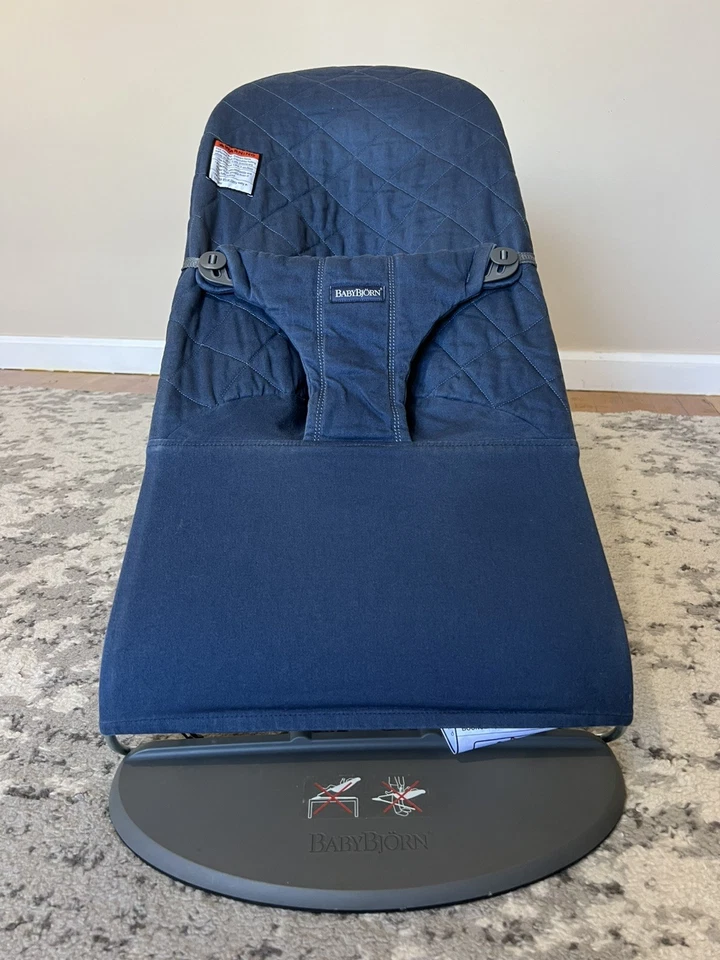BabyBjörn Bouncer Bliss - Woven Midnight blue(Baby Bjorn), gently used - Image 4 of 4