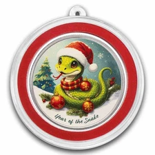 1 oz Silver Colorized Round - Year of the Snake Happy Holidays