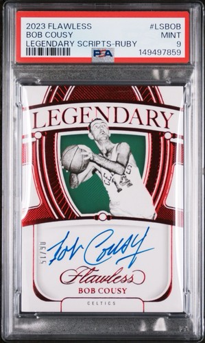 2023 PANINI FLAWLESS Legendary Scripts Auto RUBY BOB COUSY /15 PSA 9