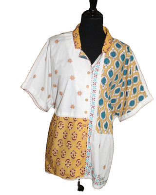 COLD WATER CREEK WOMENS SHORT SLEEVE  CAMP SHIRT BUTTON UP