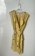 Mango Womens Yellow Sleeveless Double-Breasted Belted Wrap Dress Size 4