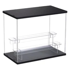 Black Acrylic Display Case with LED Light 3 Tier for Collectibles, Wood