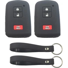 2Pcs Black Rubber Silicone 3 Buttons Smart Key Fob Cover Case Protector Keyl
