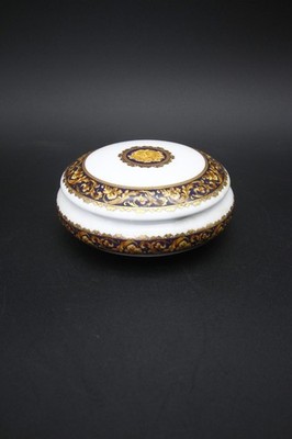 Limoges Bacchus Porcelain Covered Round Trinket Box Vintage 2'' h x 5 1/2'' w