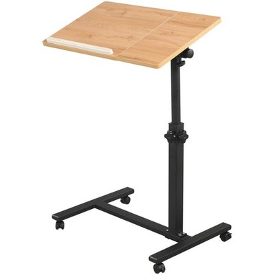 Versatile Mobile Overbed Desk - Height Adjustable Laptop Stand with Safety Edge