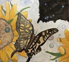 Original Watercolor/Ink  Floral Painting, Modern Art: by Lisa Marie McClellan