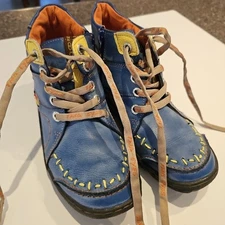 TMA Eyes Womens Leather Rugged Blue Lace Up Comfort Boots 39 US 8-8.5 Comfort