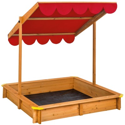 Sandkasten Emilia mit verstellbarem Dach 120x120x120cm Sandkiste rot B-Ware