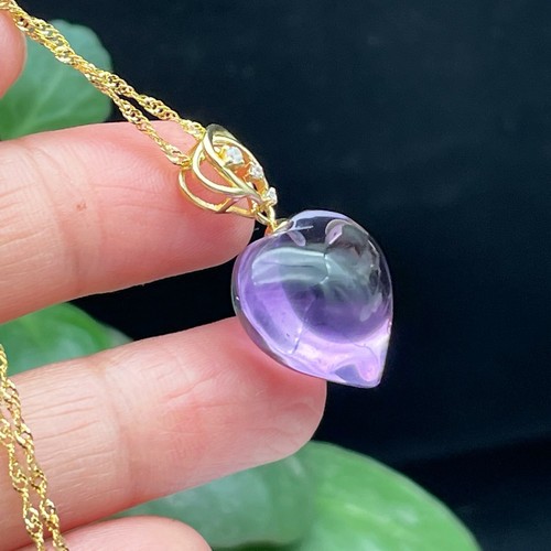 Amethyst Crystal Heart-shaped pendant Sterling Silver Reiki Healing D080115 - Picture 5 of 7