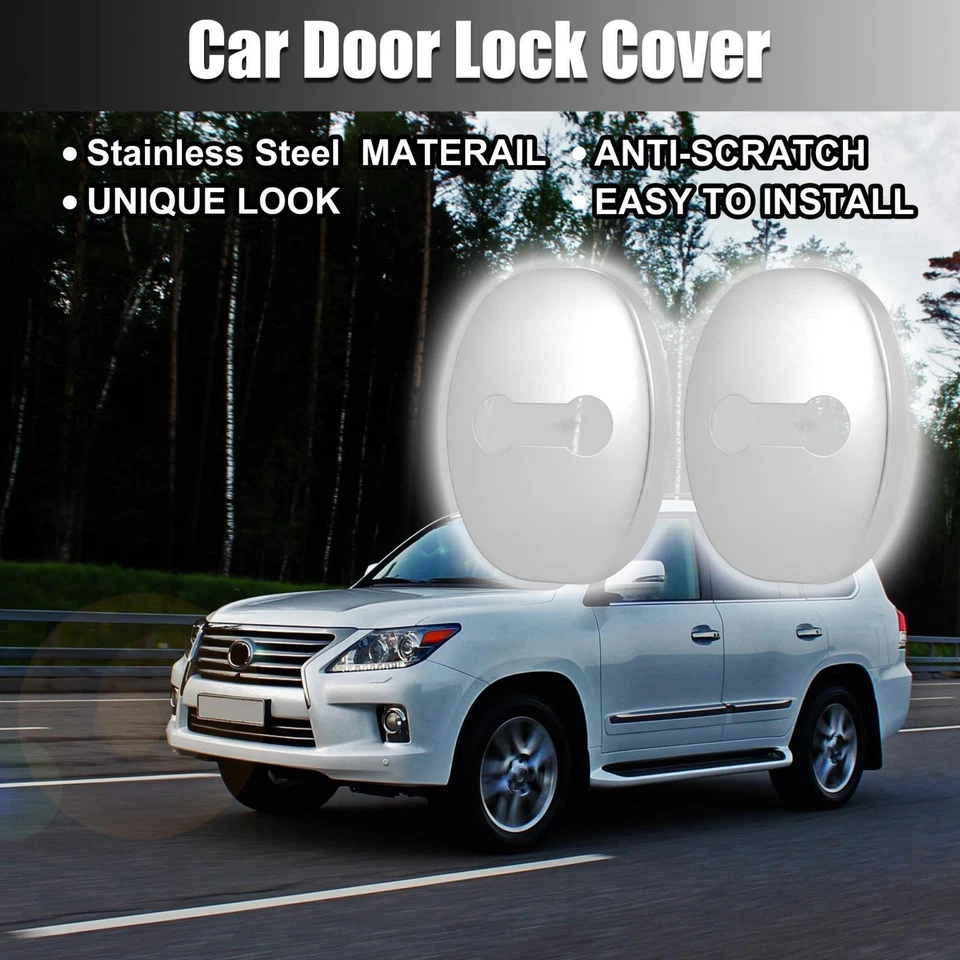 2pcs Car Door Lock Latches Cover Protector Stainless Steel for Lexus Silver Tone Foto 2 de 4
