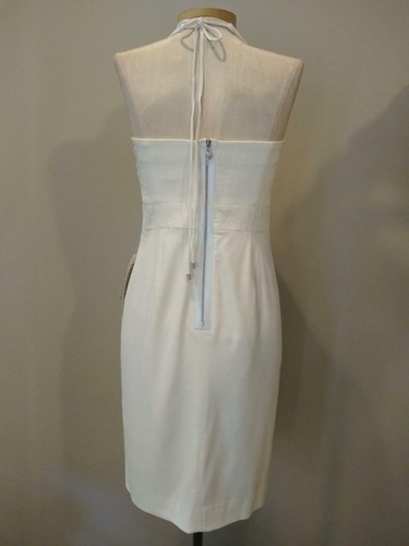 NWT $325 VINTAGE ETCETERA IVORY SATIN CREPE HALTER DRESS  sizes 0 2 4 6 8 10 12 - Picture 2 of 11