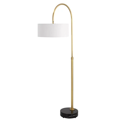 Uttermost Huxford Transitional Metal Marble Fabric Arch Floor Lamp in Brass/Gold - Picture 3 of 7