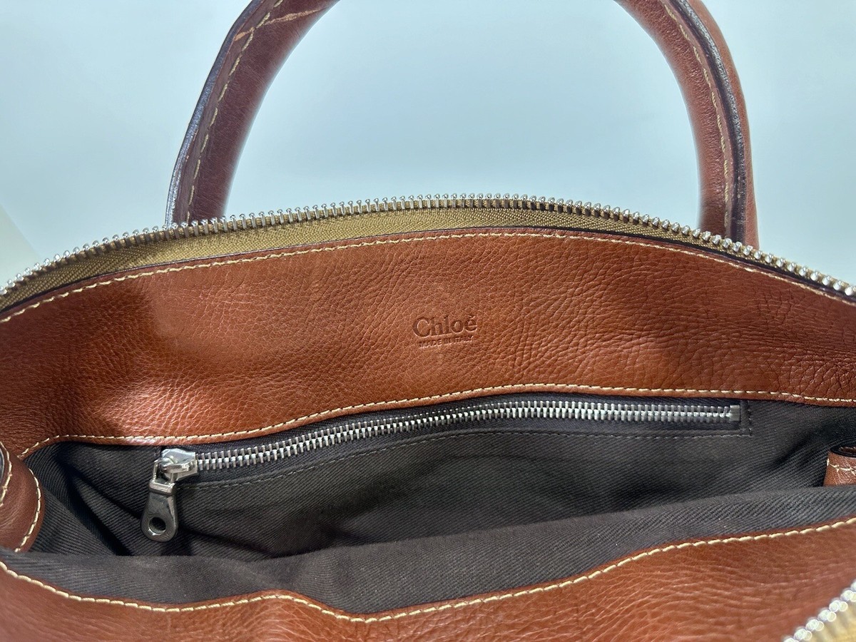 Vintage Chloe Edith ~ Medium Brown Top Handle Leather Tote Bag 