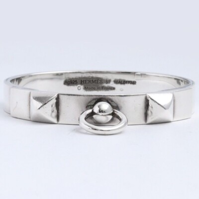 HERMES Collier de Chien PM Bracelet Silver 47g SV925 Bangle Ladies