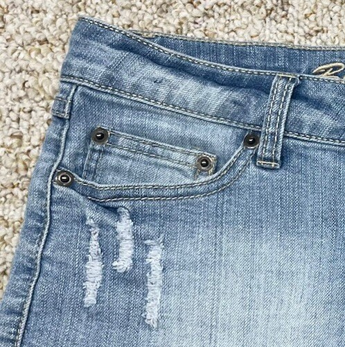 Blue Asphalt Jean Women's sz 7 Booty Shorts Distressed Stretch Blue (waist 32") - Picture 15 of 21