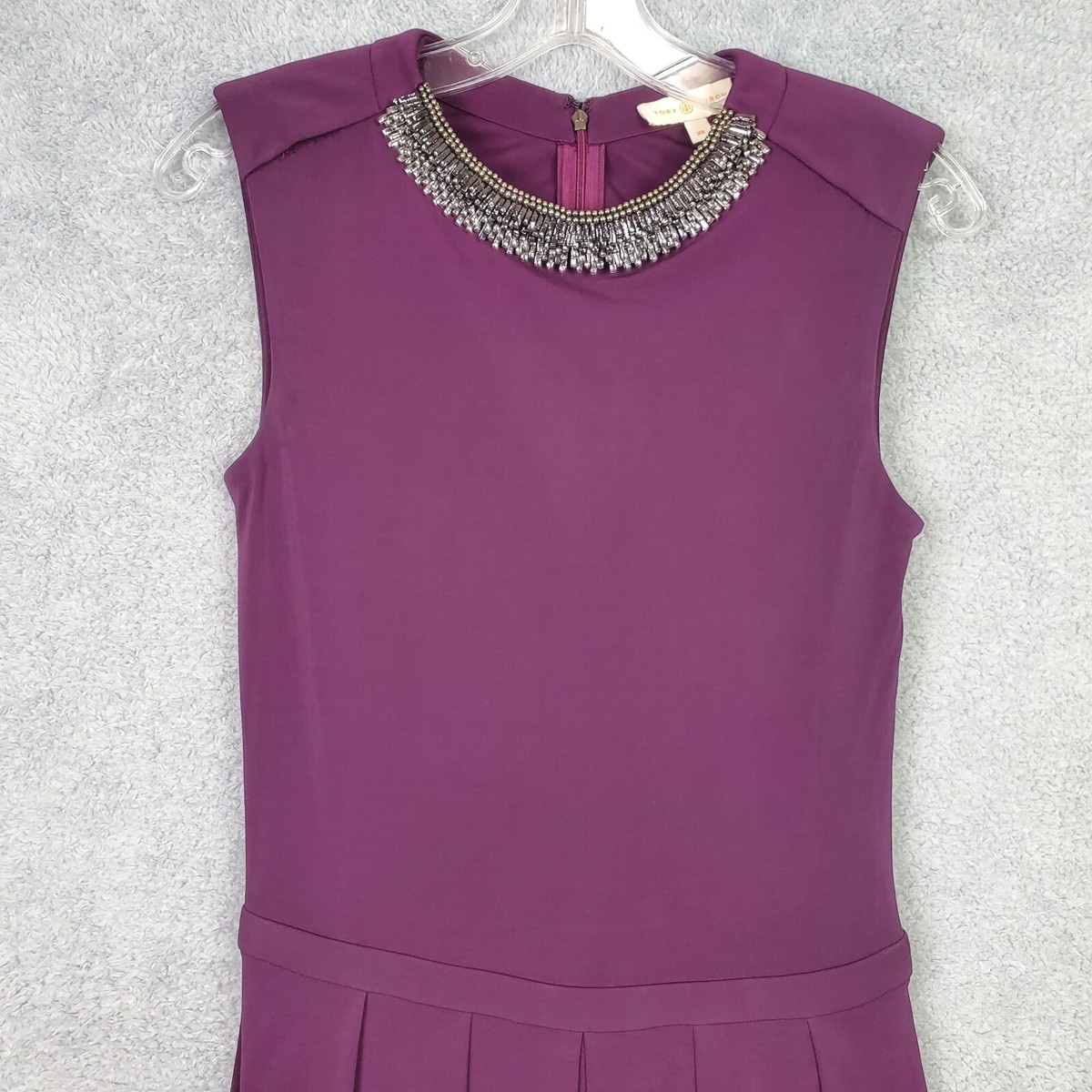 Tory Burch Womens Dress Size XS Purple Embellished Neck All