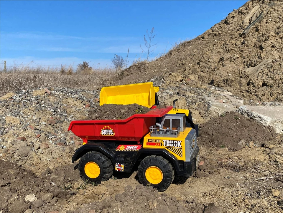 Большой самосвал, красный и желтый 16 дюймов внедорожник самосвал, самосвал игрушка большой - Изображение 4 из 4