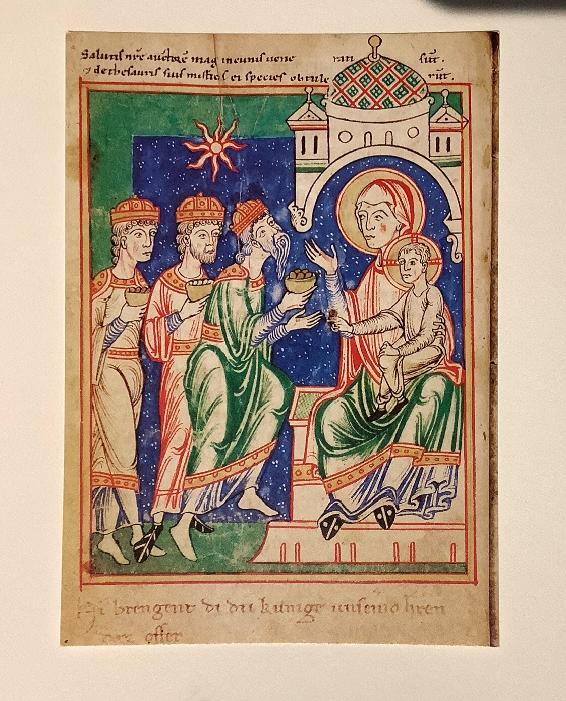 1 Weihnachtskarte, Anbetung der Könige, Geburt Christi, Hildegard Gebetbuch Neu