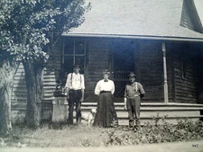 Old Real Photo Postcard 2 Men 1 Woman Hunting Dog Farmhouse Greenleaf Wisc RPPC