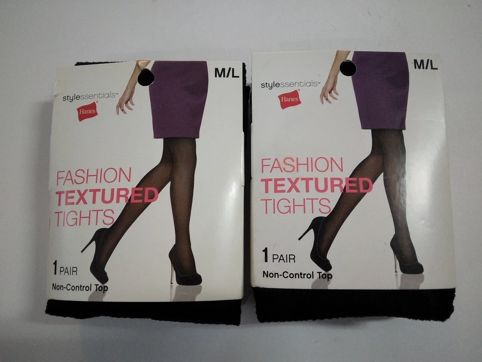 Medias texturizadas Hanes Style Essentials Fashion SE punto diamante negro lote de 2 nuevas Foto 3 de 4