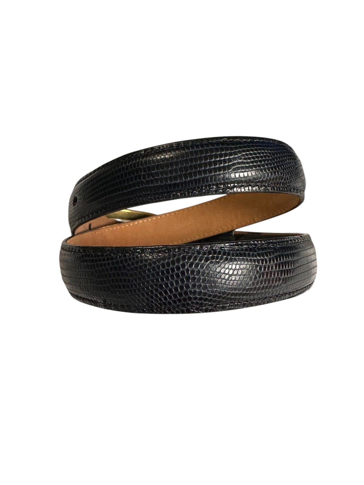 Genuine Brighton Lizard Pattern Blue Leather Belt… - image 6