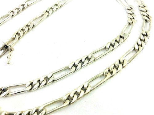 925 Sterling Silver Figaro Chain Necklace. 22"/ 56 cm 46 grams - Imagen 2 de 12