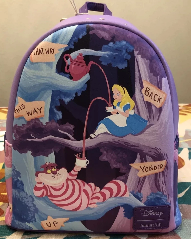 Loungefly Disney Alice In Wonderland Alice & Cheshire Cat Mini Backpack New