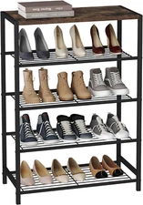 5-Tier Shoe Rack, Shoe Storage Shelf with MDF Top Board, Shoe Rack Organizer, Ea