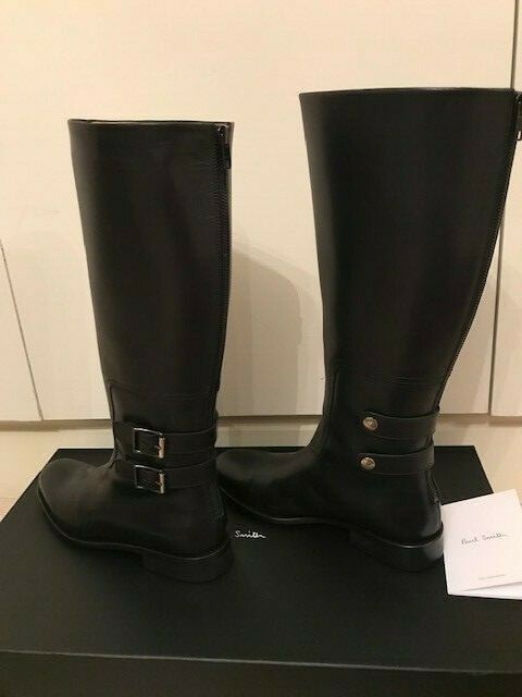 BNWB PAUL SMITH Black Leather Biker Riding Style Boots Size 38 image 8