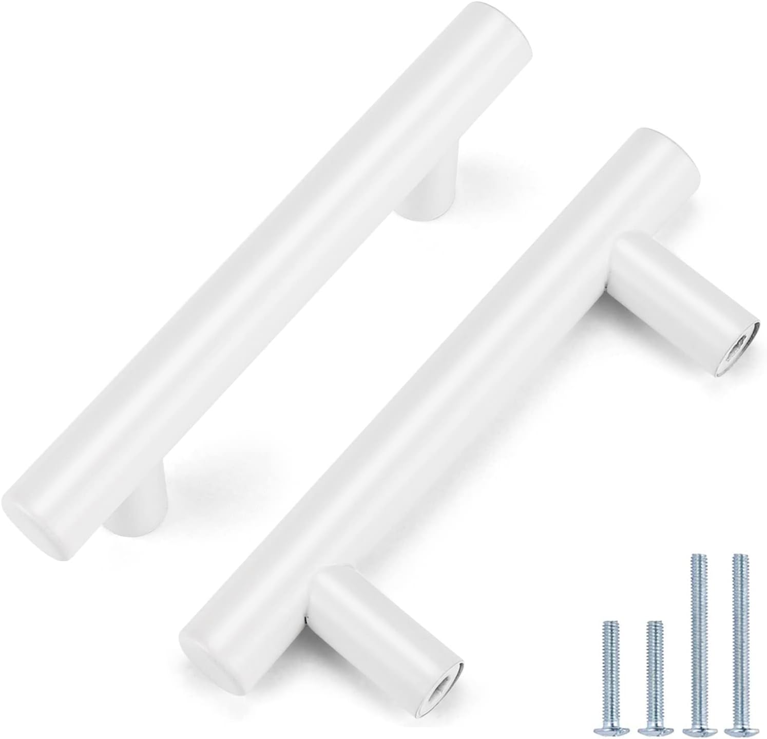 5 Pack| White Cabinet Pulls 2-1/2 Inch T Bar Euro Style Handles Kitchen Cupboard