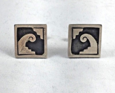 Cheo Taxco Mexico Sterling Cufflinks w/Mayan Decoration