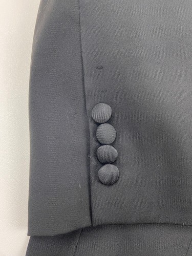 SAKS FIFTH Mens 40R Solid Black 100% Wool Blazer Sport Coat Tuxedo Suit Jacket - Picture 7 of 10