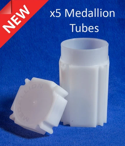 5 Square Coin Safe Tubes Medallion Size 40.8mm Oz Top Quality Archival Storage