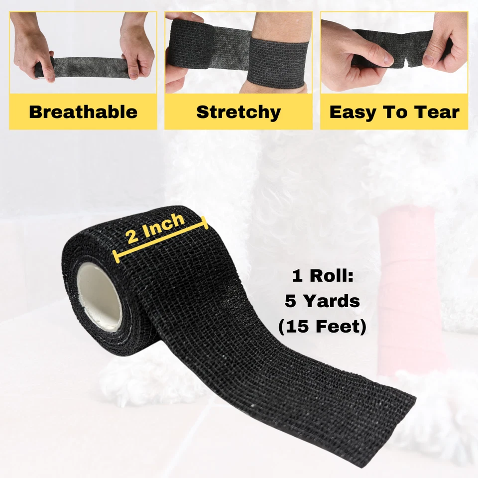 24-Rolls Self Adhesive Bandage Wrap, Vet Tape, Medical Tape (2 In x 5 Yds) - Image 3 of 4