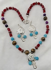 Silver Agate Jasper Blue Jade  25" Necklace and 3" Dangle Leverback Earring Set — photo 10