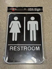 COSCO ~ DURABLE PLASTIC "RESTROOM" SIGN ~ 6" X 9" ~ EASY TO READ