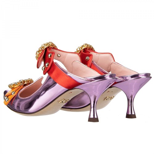 DOLCE & GABBANA Metallic Crystals Mule Heels Pumps ALADINO Pink Red Orange 09641 - 第 4/8 張圖片