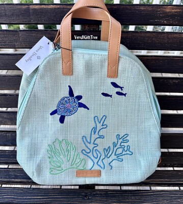 Vera Bradley Straw Mini Totepack TURTLE DREAM Backpack Tote BEACH