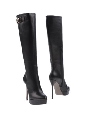 NIB VERSACE COLLECTION BLACK LEATHER GOLD MEDUSA LOGO TALL PLATFORM ZIP BOOTS 39