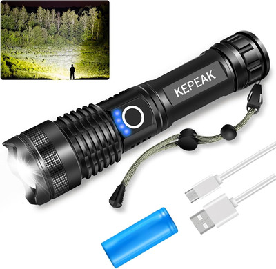 KEPEAK Rechargeable Flashlights High Lumens, Super Bright LED Flashlight, Tactic