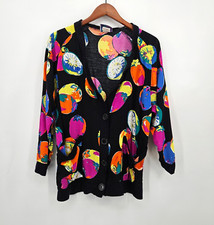 Vintage JJ Magirk Tropical Cotton Blazer Jacket Size Medium Black Pink Orange
