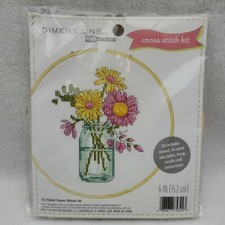 Sealed 2017 Dimensions Cross Stitch Kit Flower Mason Jar 72-75344