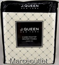 J. Queen New York Garden View Pole Top Drape Window 2 Panels & Tie Backs Ivory