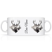 Tasse mit Hirsch Motiv und Wunschname Kaffeetasse Becher Geschenk Mug Kaffee