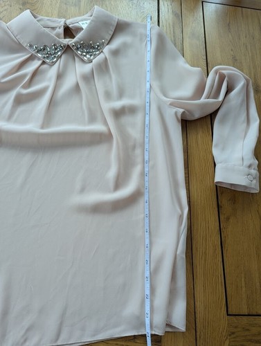 Reiss Gracine Top Size 12 Blouse Blush Pink Embellished Collar - Picture 12 of 12