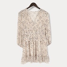 Ulla Johnson Beige Silk Leopard Dot Safari Mini Dress Size 2