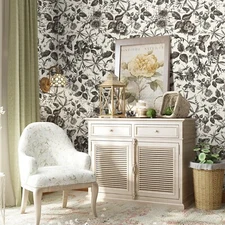 Jiffdiff Wallpaper Classic Black Rose Butterfly Sticker Self Adhesive Decal